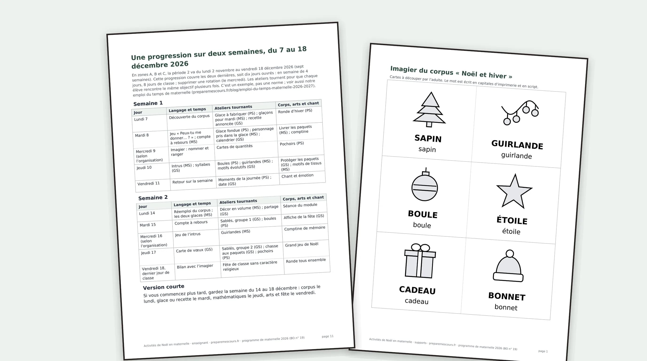Activités de Noël en maternelle : 18 ateliers PS, MS et GS reliés aux six domaines
