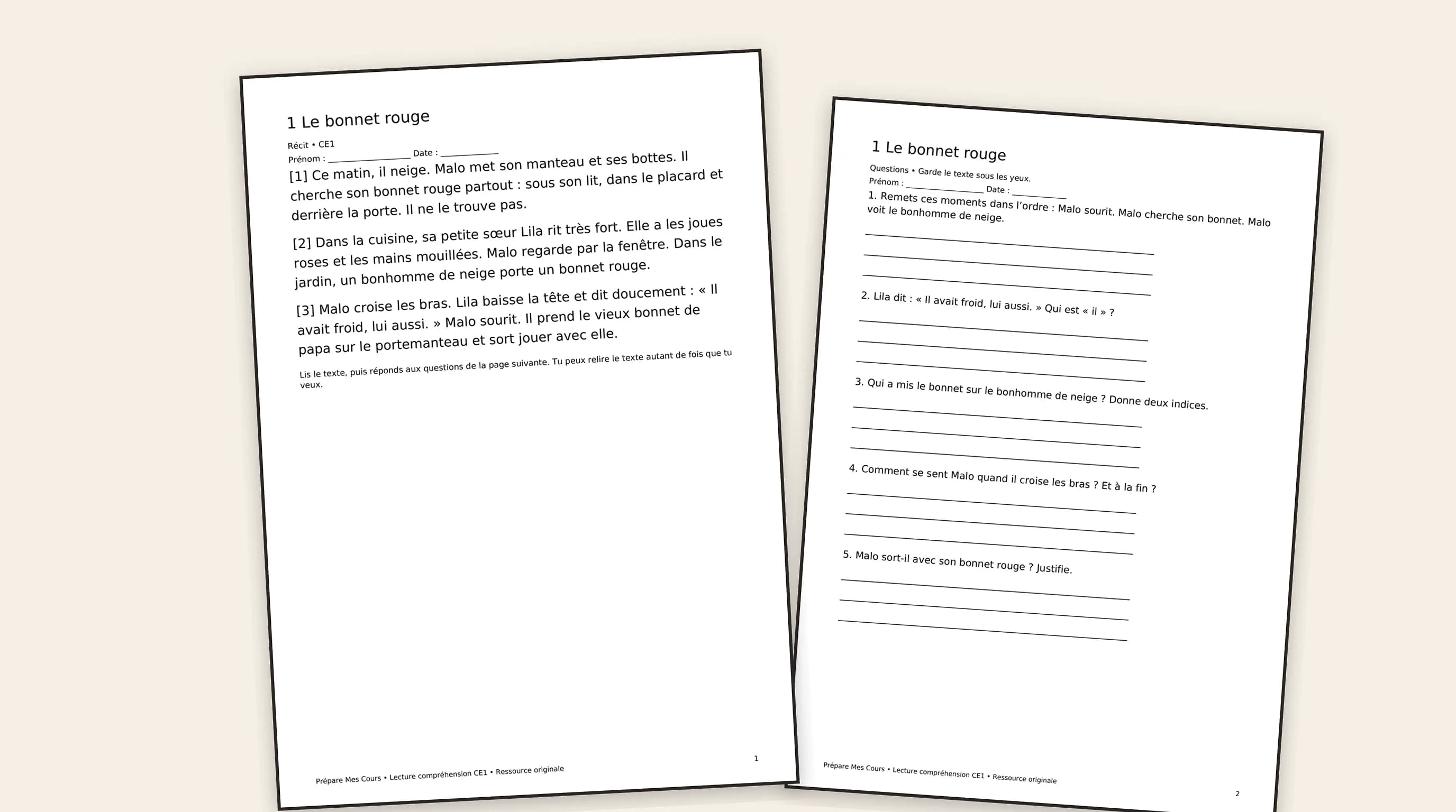 Lecture compréhension CE1 : textes, questions et corrigés