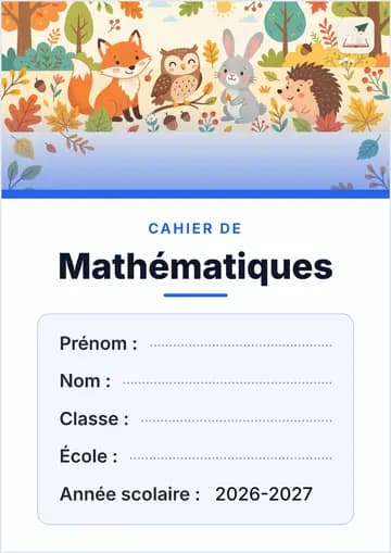 Aperçu réel d'une page de garde de mathématiques 2026-2027