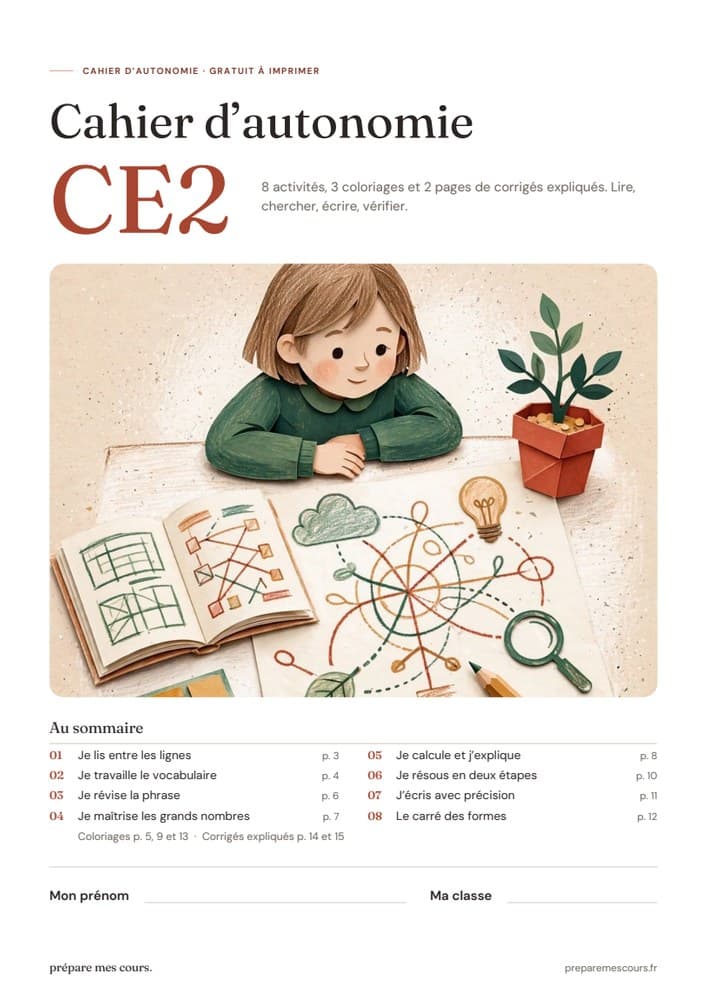 Couverture du cahier d’autonomie CE2