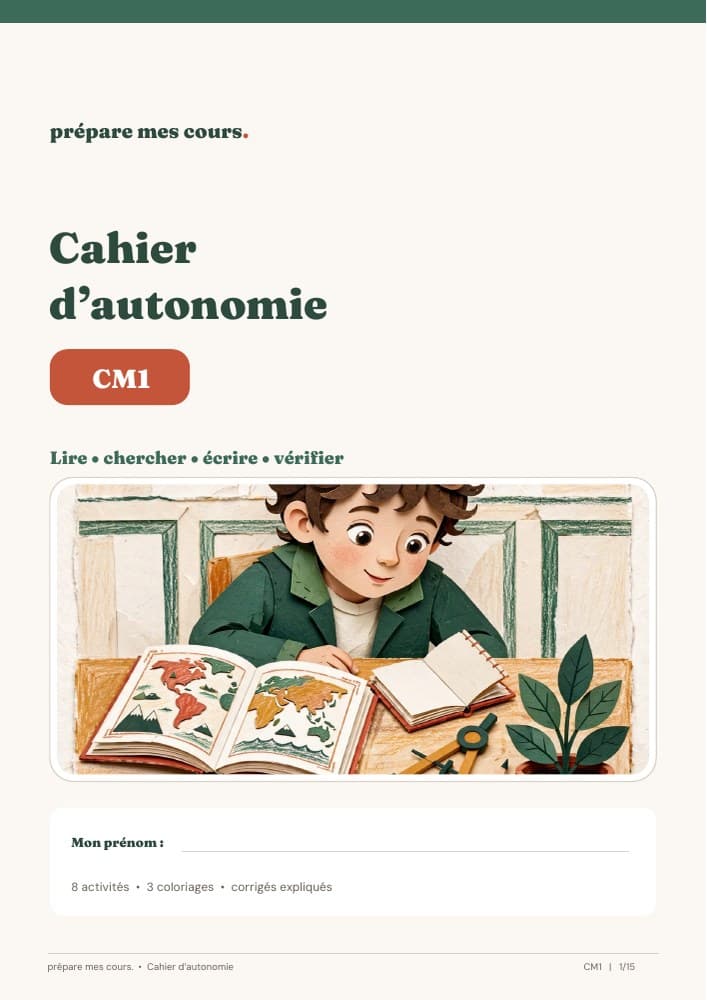 Couverture du cahier d’autonomie CM1
