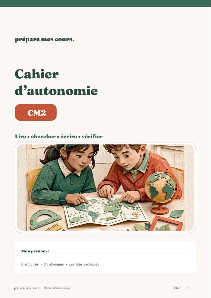 Couverture du cahier d’autonomie CM2