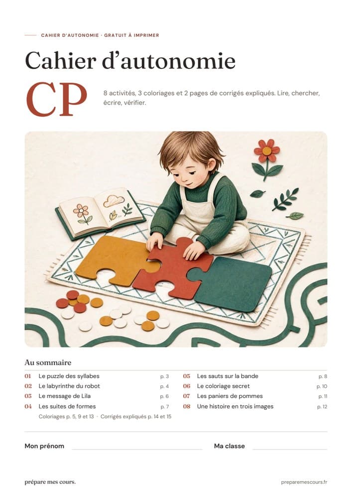 Couverture du cahier d’autonomie CP