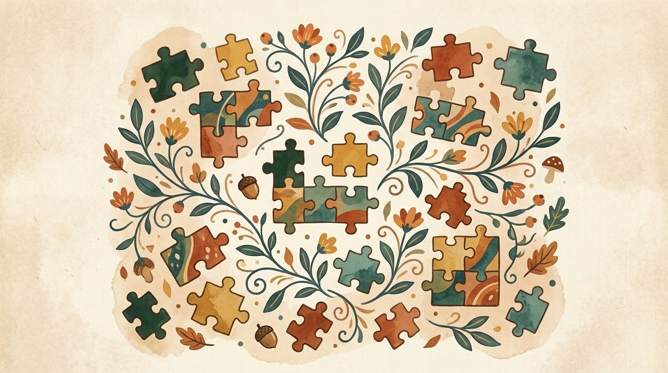 Illustration pièces de puzzle, article « Programmation maternelle 2026-2027 : PS, MS et GS par domaine et par période »
