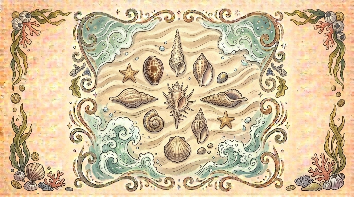 Illustration coquillages sur le sable, article « Emploi du temps double niveau 2026-2027 : organiser un cours double sans doubler le travail »